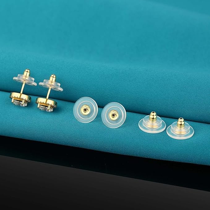 Catinee Earring Backs, Hypoallergenic 14k Gold Large Earring Backs Replacements for Studs/Droopy Ears,Plastic Earring Backs for Heavy Earring(Gold) - Image 2
